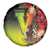 Aboriginal Dot Art Vanuatu Spare Tire Cover Tropical Flowers