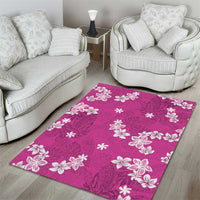Hawaii Monstera Deliciosa Area Rug Pink Plumeria Polynesian Pattern - Polynesian Pride