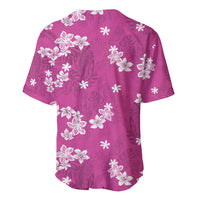 Hawaii Monstera Deliciosa Baseball Jersey Pink Plumeria Polynesian Pattern - Polynesian Pride