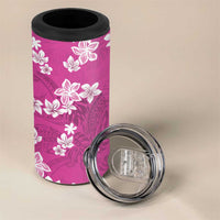 Hawaii Monstera Deliciosa 4 in 1 Can Cooler Tumbler Pink Plumeria Polynesian Pattern - Polynesian Pride