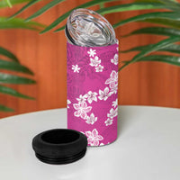 Hawaii Monstera Deliciosa 4 in 1 Can Cooler Tumbler Pink Plumeria Polynesian Pattern - Polynesian Pride