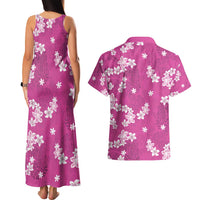 Hawaii Monstera Deliciosa Couples Matching Tank Maxi Dress and Hawaiian Shirt Pink Plumeria Polynesian Pattern LT05 - Polynesian Pride