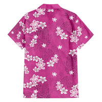 Hawaii Monstera Deliciosa Family Matching Off Shoulder Maxi Dress and Hawaiian Shirt Pink Plumeria Polynesian Pattern LT05 - Polynesian Pride