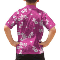 Hawaii Monstera Deliciosa Family Matching Puletasi and Hawaiian Shirt Pink Plumeria Polynesian Pattern - Polynesian Pride