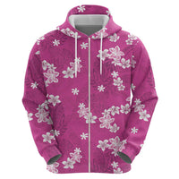 Hawaii Monstera Deliciosa Hoodie Pink Plumeria Polynesian Pattern - Polynesian Pride