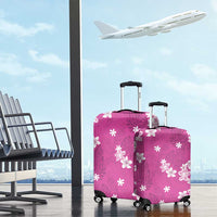 Hawaii Monstera Deliciosa Luggage Cover Pink Plumeria Polynesian Pattern - Polynesian Pride