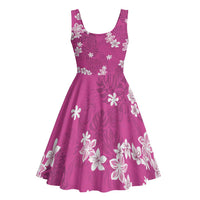 Hawaii Monstera Deliciosa Midi Dress Pink Plumeria Polynesian Pattern - Polynesian Pride