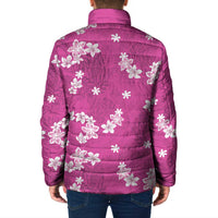 Hawaii Monstera Deliciosa Padded Jacket Pink Plumeria Polynesian Pattern - Polynesian Pride