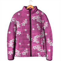 Hawaii Monstera Deliciosa Padded Jacket Pink Plumeria Polynesian Pattern - Polynesian Pride