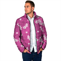 Hawaii Monstera Deliciosa Padded Jacket Pink Plumeria Polynesian Pattern - Polynesian Pride
