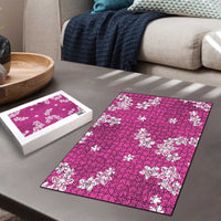 Hawaii Monstera Deliciosa Puzzle Pink Plumeria Polynesian Pattern - Polynesian Pride