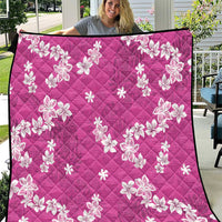 Hawaii Monstera Deliciosa Quilt Pink Plumeria Polynesian Pattern - Polynesian Pride