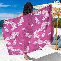 Hawaii Monstera Deliciosa Sarong Pink Plumeria Polynesian Pattern - Polynesian Pride