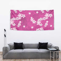 Hawaii Monstera Deliciosa Tapestry Pink Plumeria Polynesian Pattern - Polynesian Pride