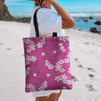 Hawaii Monstera Deliciosa Tote Bag Pink Plumeria Polynesian Pattern - Polynesian Pride