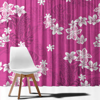 Hawaii Monstera Deliciosa Window Curtain Pink Plumeria Polynesian Pattern - Polynesian Pride