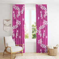 Hawaii Monstera Deliciosa Window Curtain Pink Plumeria Polynesian Pattern - Polynesian Pride