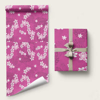 Hawaii Monstera Deliciosa Wrapping Paper Pink Plumeria Polynesian Pattern - Polynesian Pride