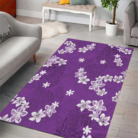Hawaii Monstera Deliciosa Area Rug Purple Plumeria Polynesian Pattern - Polynesian Pride
