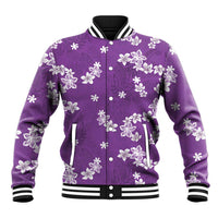 Hawaii Monstera Deliciosa Baseball Jacket Purple Plumeria Polynesian Pattern - Polynesian Pride