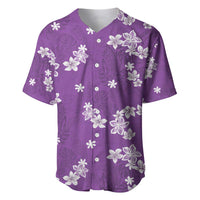 Hawaii Monstera Deliciosa Baseball Jersey Purple Plumeria Polynesian Pattern - Polynesian Pride