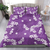 Hawaii Monstera Deliciosa Bedding Set Purple Plumeria Polynesian Pattern - Polynesian Pride