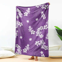 Hawaii Monstera Deliciosa Blanket Purple Plumeria Polynesian Pattern - Polynesian Pride
