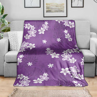 Hawaii Monstera Deliciosa Blanket Purple Plumeria Polynesian Pattern - Polynesian Pride