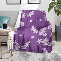 Hawaii Monstera Deliciosa Blanket Purple Plumeria Polynesian Pattern - Polynesian Pride