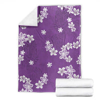 Hawaii Monstera Deliciosa Blanket Purple Plumeria Polynesian Pattern - Polynesian Pride