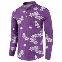 Hawaii Monstera Deliciosa Button Sweatshirt Purple Plumeria Polynesian Pattern - Polynesian Pride