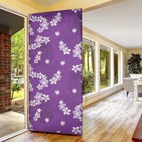 Hawaii Monstera Deliciosa Door Cover Purple Plumeria Polynesian Pattern - Polynesian Pride
