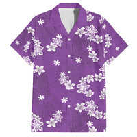 Hawaii Monstera Deliciosa Family Matching Off Shoulder Maxi Dress and Hawaiian Shirt Purple Plumeria Polynesian Pattern LT05 Dad's Shirt - Short Sleeve Purple - Polynesian Pride