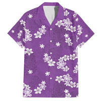 Hawaii Monstera Deliciosa Family Matching Short Sleeve Bodycon Dress and Hawaiian Shirt Purple Plumeria Polynesian Pattern - Polynesian Pride