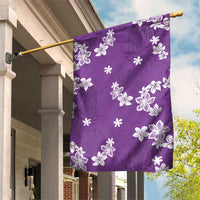 Hawaii Monstera Deliciosa Garden Flag Purple Plumeria Polynesian Pattern - Polynesian Pride