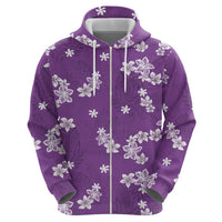 Hawaii Monstera Deliciosa Hoodie Purple Plumeria Polynesian Pattern - Polynesian Pride