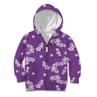 Hawaii Monstera Deliciosa Kid Hoodie Purple Plumeria Polynesian Pattern - Polynesian Pride