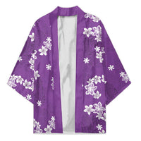 Hawaii Monstera Deliciosa Kimono Purple Plumeria Polynesian Pattern - Polynesian Pride