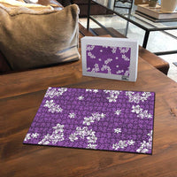 Hawaii Monstera Deliciosa Puzzle Purple Plumeria Polynesian Pattern - Polynesian Pride