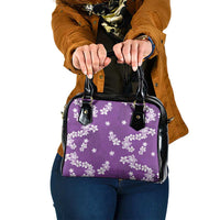 Hawaii Monstera Deliciosa Shoulder Handbag Purple Plumeria Polynesian Pattern - Polynesian Pride
