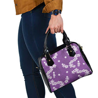 Hawaii Monstera Deliciosa Shoulder Handbag Purple Plumeria Polynesian Pattern - Polynesian Pride