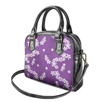 Hawaii Monstera Deliciosa Shoulder Handbag Purple Plumeria Polynesian Pattern - Polynesian Pride