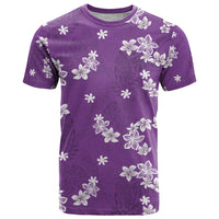 Hawaii Monstera Deliciosa T Shirt Purple Plumeria Polynesian Pattern - Polynesian Pride