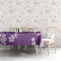 Hawaii Monstera Deliciosa Tablecloth Purple Plumeria Polynesian Pattern - Polynesian Pride