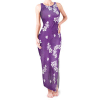 Hawaii Monstera Deliciosa Tank Maxi Dress Purple Plumeria Polynesian Pattern - Polynesian Pride