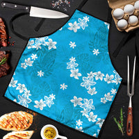 Hawaii Monstera Deliciosa Apron Blue Plumeria Polynesian Pattern - Polynesian Pride
