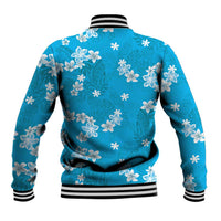 Hawaii Monstera Deliciosa Baseball Jacket Blue Plumeria Polynesian Pattern - Polynesian Pride