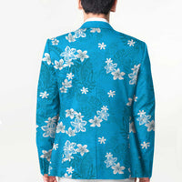 Hawaii Monstera Deliciosa Blazer Blue Plumeria Polynesian Pattern - Polynesian Pride