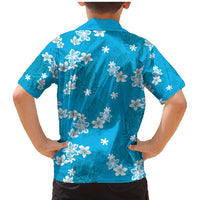 Hawaii Monstera Deliciosa Family Matching Mermaid Dress and Hawaiian Shirt Blue Plumeria Polynesian Pattern - Polynesian Pride