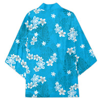 Hawaii Monstera Deliciosa Kimono Blue Plumeria Polynesian Pattern - Polynesian Pride